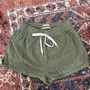 High Waisted Green Corduroy Shorts